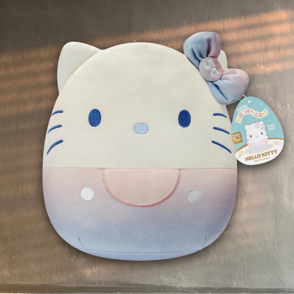 Squishmallow Hello Kitty 50th anniversary sparkle gradient large plushie bow 12”